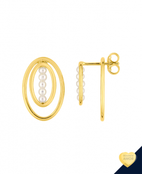 Boucles d'oreilles femme dormeuses or 375/1000 jaune et rubis - boucles-d- oreilles-or-375